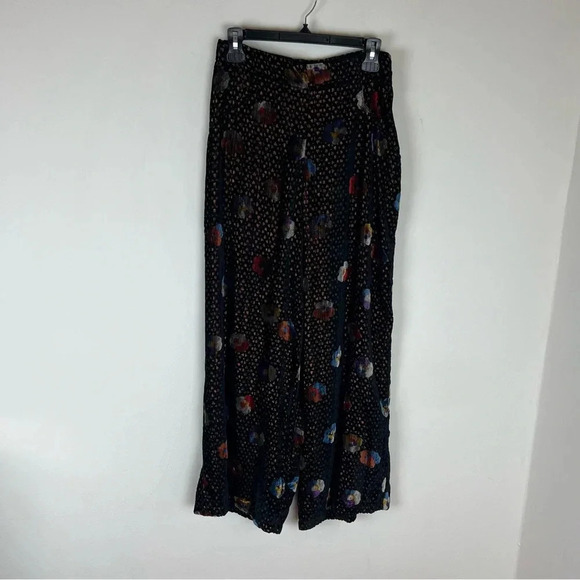 Anthropologie Eva Franco Pasquette Velvet Wide-Leg Pants Floral Print Size 4 - Picture 7 of 11